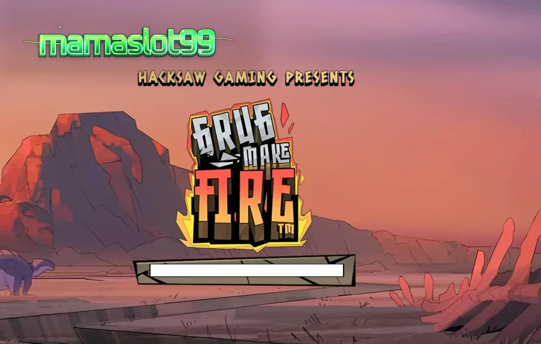 Tampilan visual slot Grug Make Fire dengan tema prasejarah yang dramatis